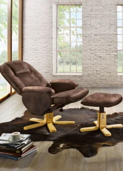 Discount BADER Relax-Sessel mit Hocker BRAUN