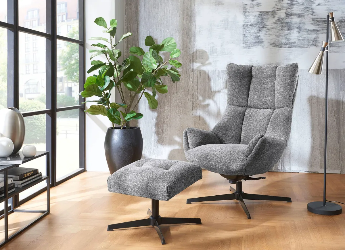 Best BADER Relaxsessel mit Hocker kieselgrau