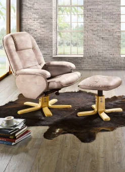 Outlet BADER Relax-Sessel mit Hocker CREME