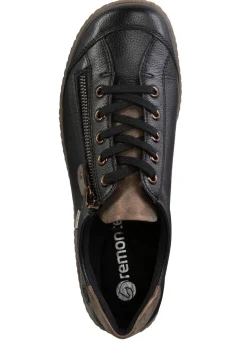 Best Remonte , bequeme Damen-Sneaker, Weite G, mit herausnehmbarem Fußbett SCHWARZ-BRAUN