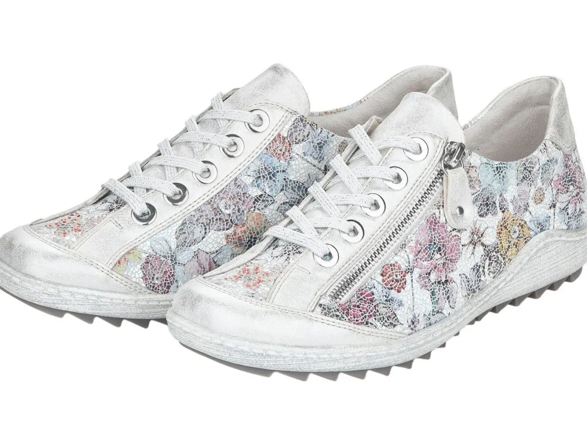 New Remonte , elegante Damen-Sneaker, Weite G, mit Reißverschluss SILBER-BUNT