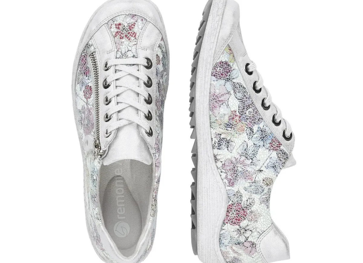 New Remonte , elegante Damen-Sneaker, Weite G, mit Reißverschluss SILBER-BUNT