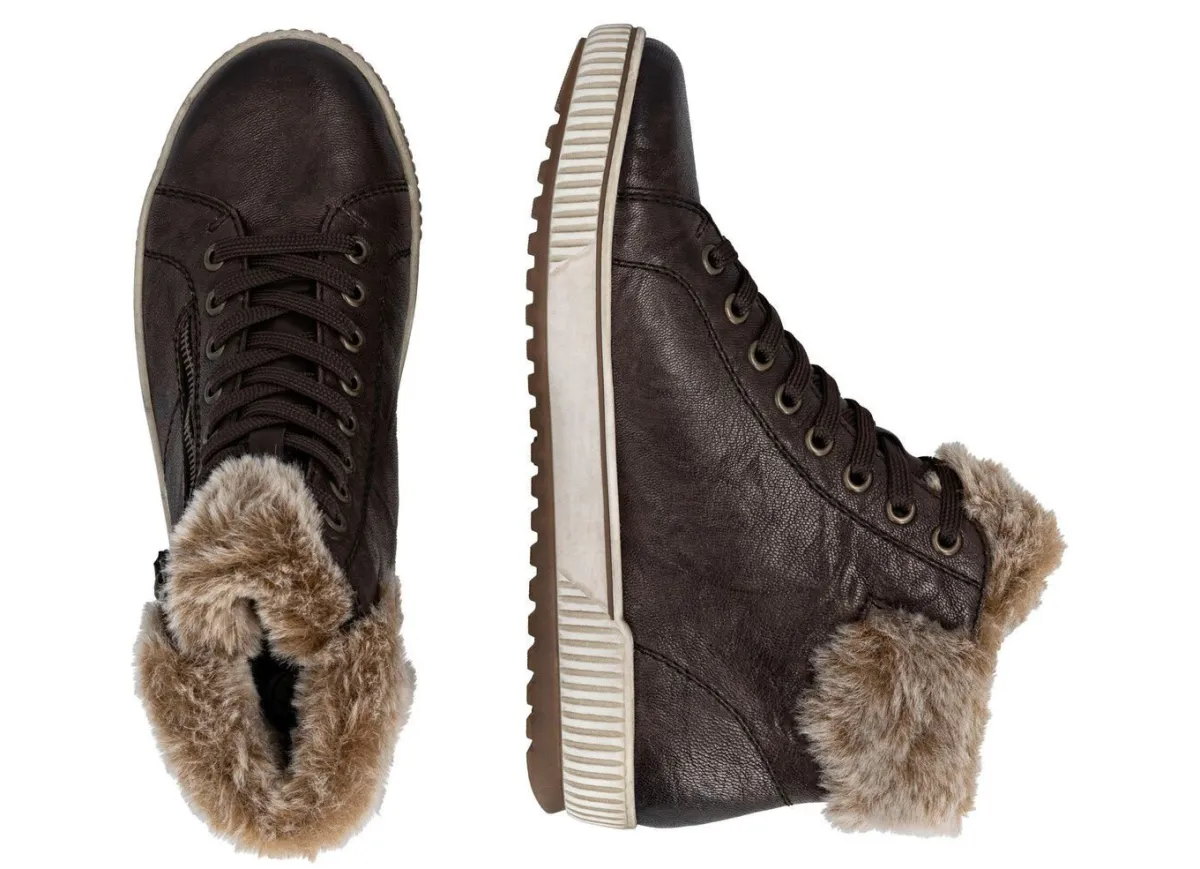 Outlet Remonte , gefütterte Damen-Boots, Winterschuhe, Weite G, mit herausnehmbarem Fußbett DUNKELBRAUN