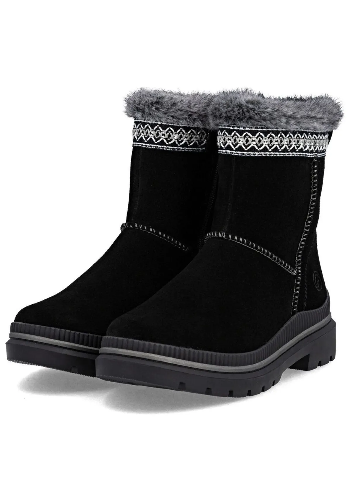 Clearance Remonte , gefütterte Damen-Stiefeletten, Winterschuhe, Weite G, mit Lammfell SCHWARZ