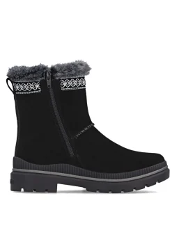 Clearance Remonte , gefütterte Damen-Stiefeletten, Winterschuhe, Weite G, mit Lammfell SCHWARZ