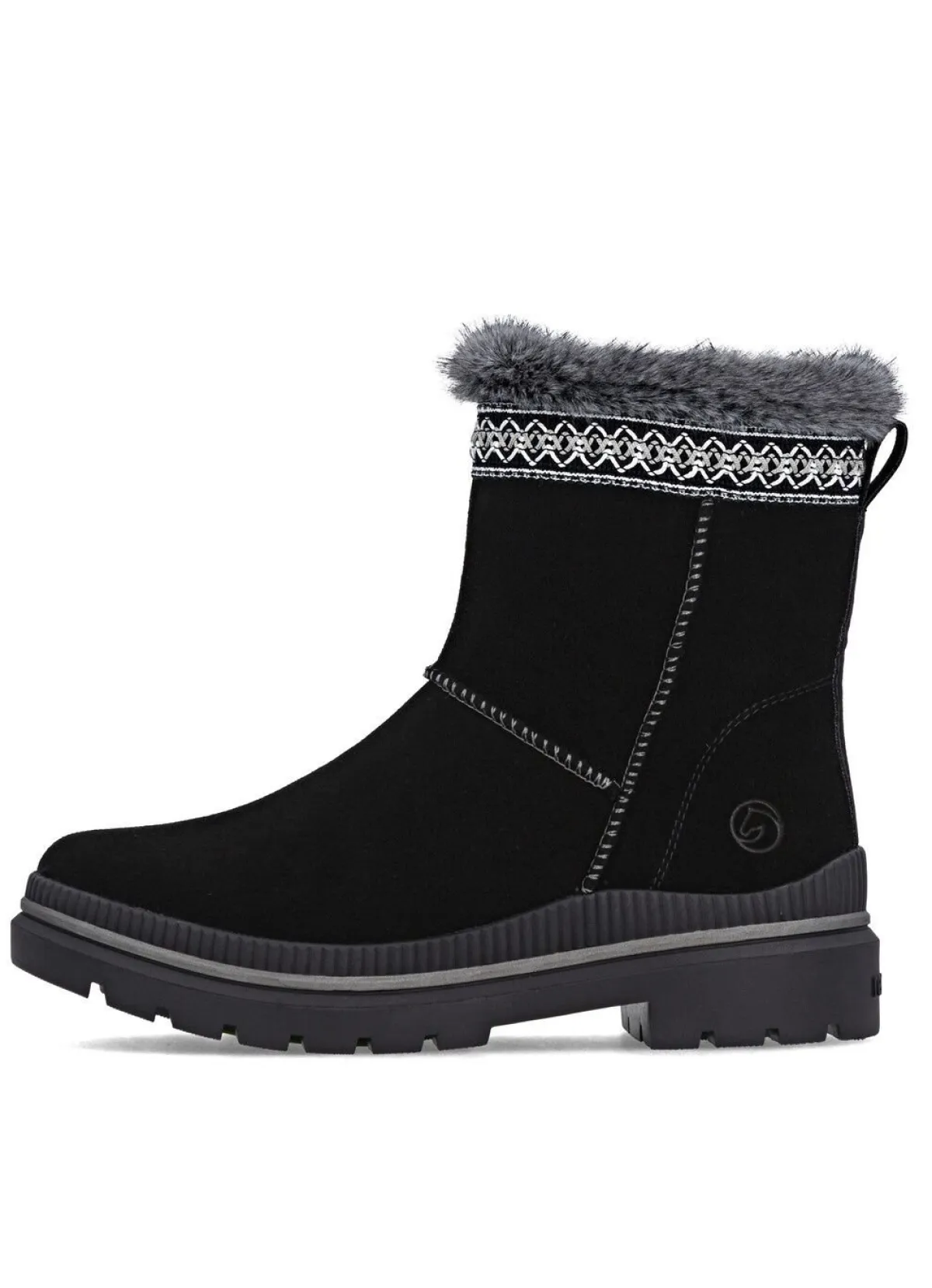 Clearance Remonte , gefütterte Damen-Stiefeletten, Winterschuhe, Weite G, mit Lammfell SCHWARZ