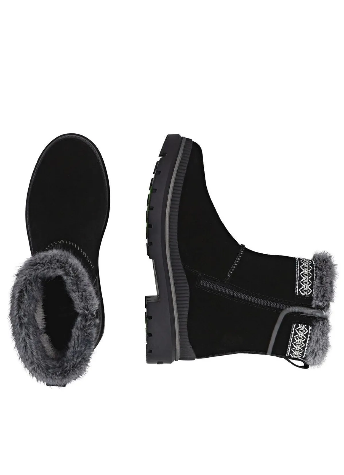Clearance Remonte , gefütterte Damen-Stiefeletten, Winterschuhe, Weite G, mit Lammfell SCHWARZ
