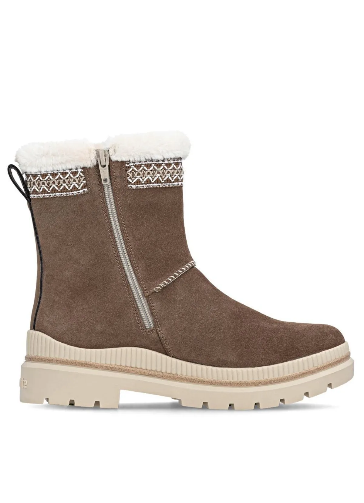 Outlet Remonte , gefütterte Damen-Stiefeletten, Winterschuhe, Weite G, mit Lammfell BRAUN