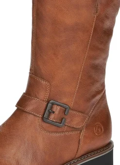 Hot Remonte , gefütterte Damen-Stiefel, Winterschuhe, Weite G, mit Lammfell COGNAC