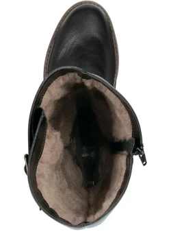 Hot Remonte , gefütterte Damen-Stiefel, Winterschuhe, Weite G, mit Lammfell SCHWARZ