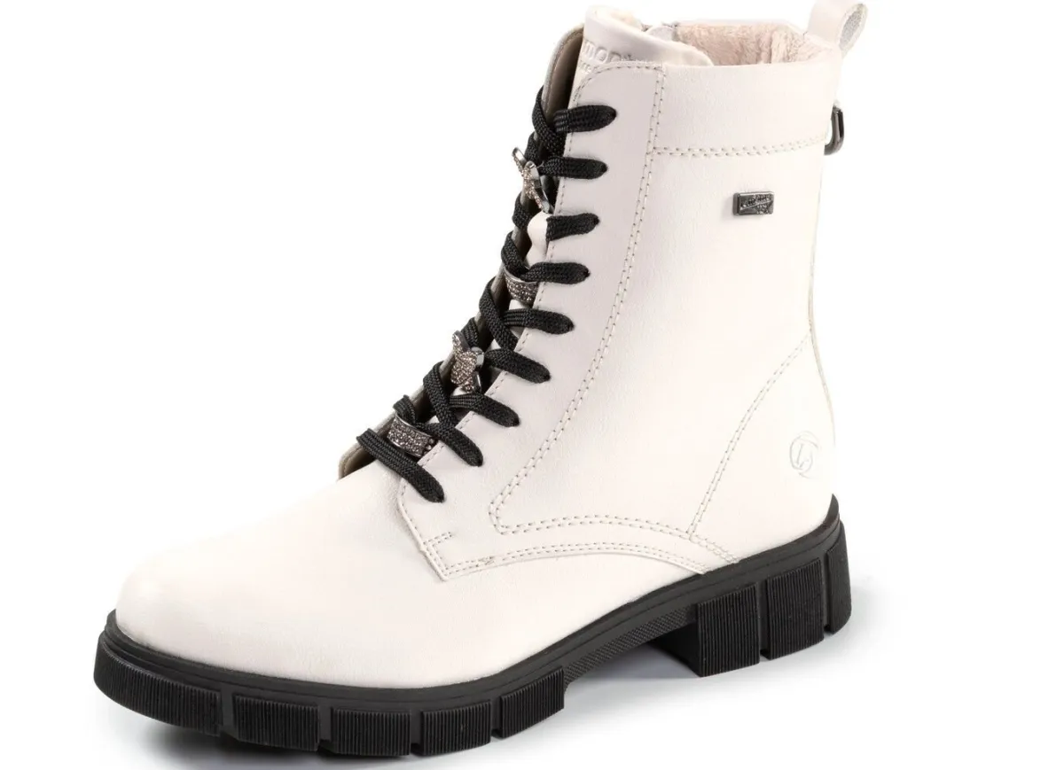 Hot Remonte , schicke Damen-Stiefeletten, Winterschuhe, Weite G, mit Reißverschluss NATURWEISS