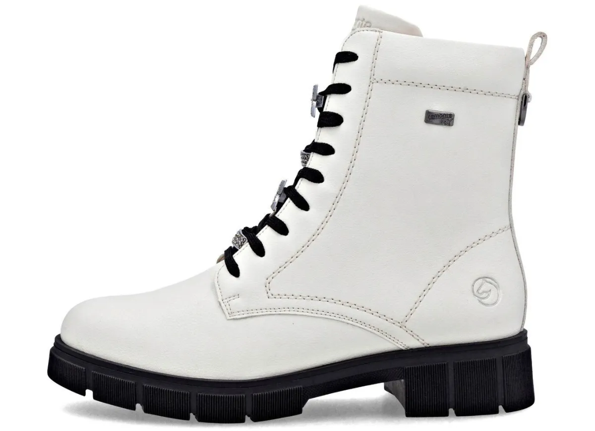 Hot Remonte , schicke Damen-Stiefeletten, Winterschuhe, Weite G, mit Reißverschluss NATURWEISS