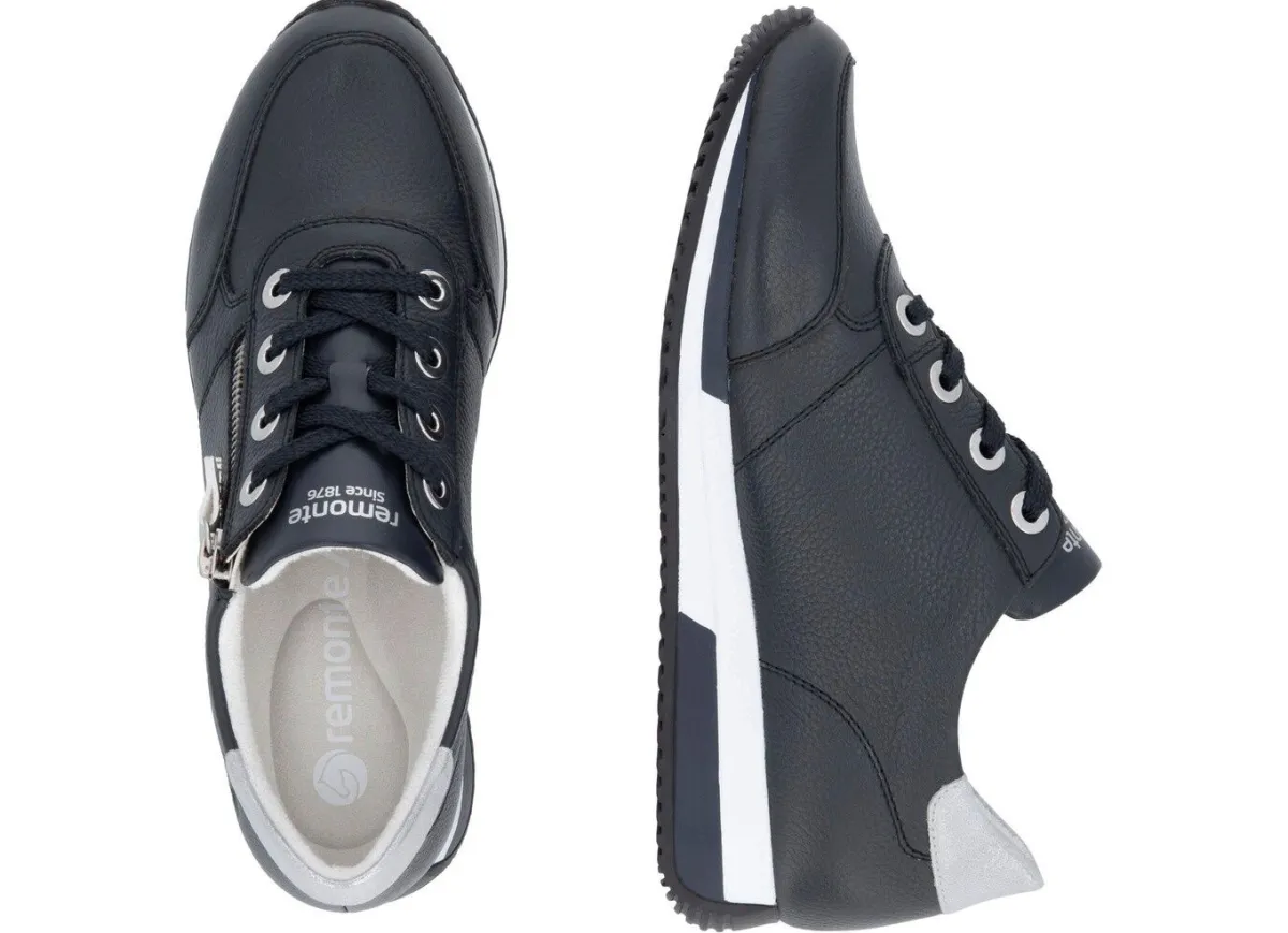 Outlet Remonte Schnür-Sneaker mit silberfarben schimmerndem Kontrast-Besatz MARINE