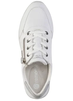 Remonte Schnür-Sneaker mit silberfarben schimmerndem Kontrast-Besatz WEISS