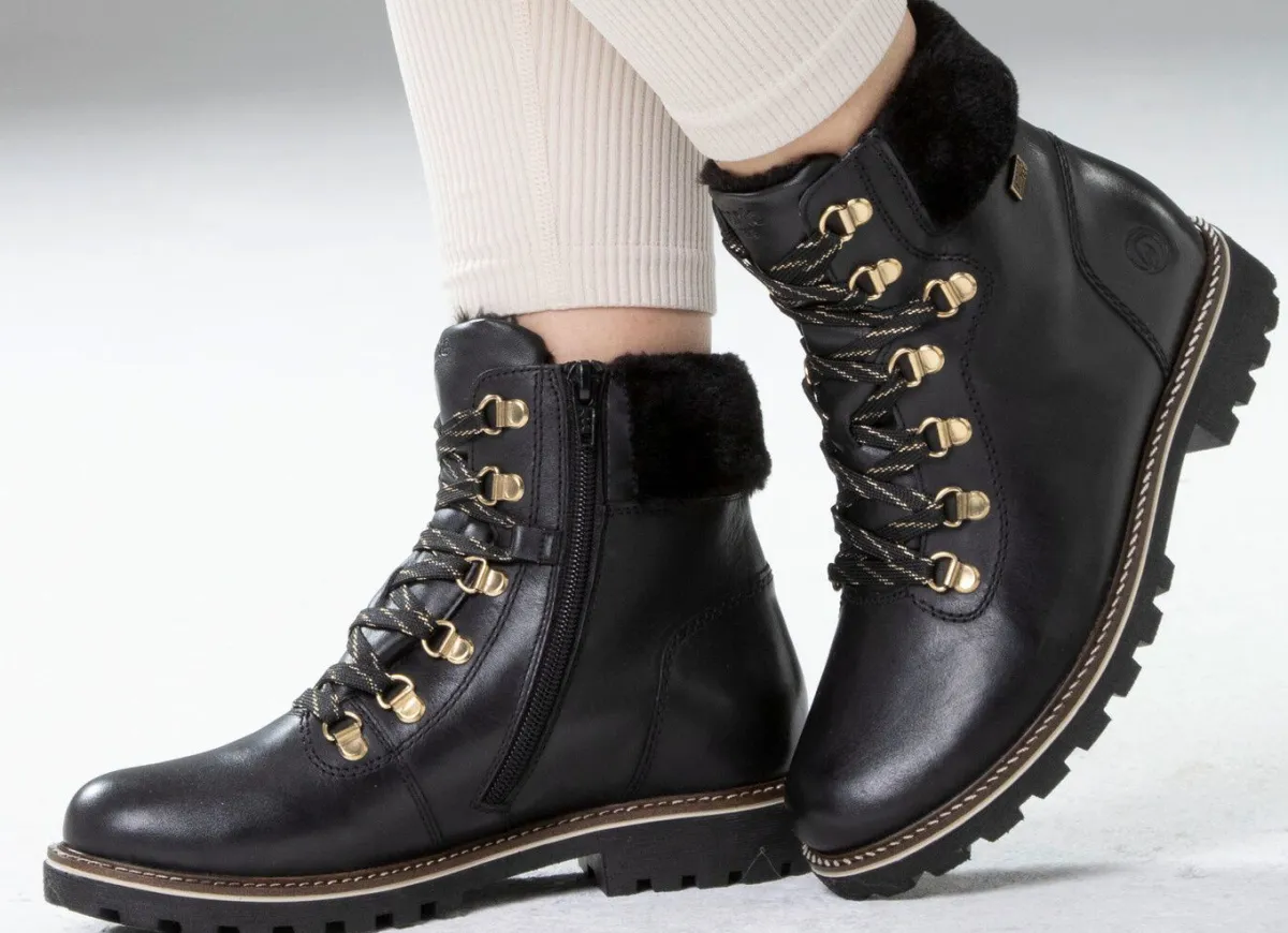 Remonte Schnür-Stiefelette mit Plüschkragen SCHWARZ