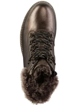 Best Remonte Schnür-Stiefelette mit Plüschkragen DUNKELBRONZE