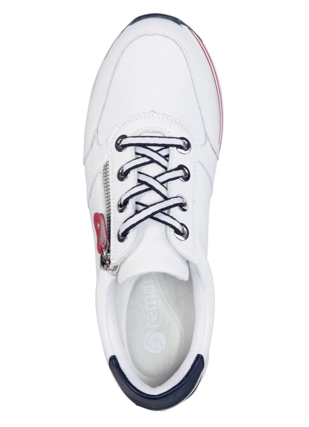 Remonte Sneaker aus beschichtetem Leder mit Textilbesatz WEISS-MARINE-ROT