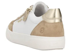 Discount Remonte Sneaker aus Nappa- und Veloursleder mit Metallic-Besatz SAND-WEISS-GOLD