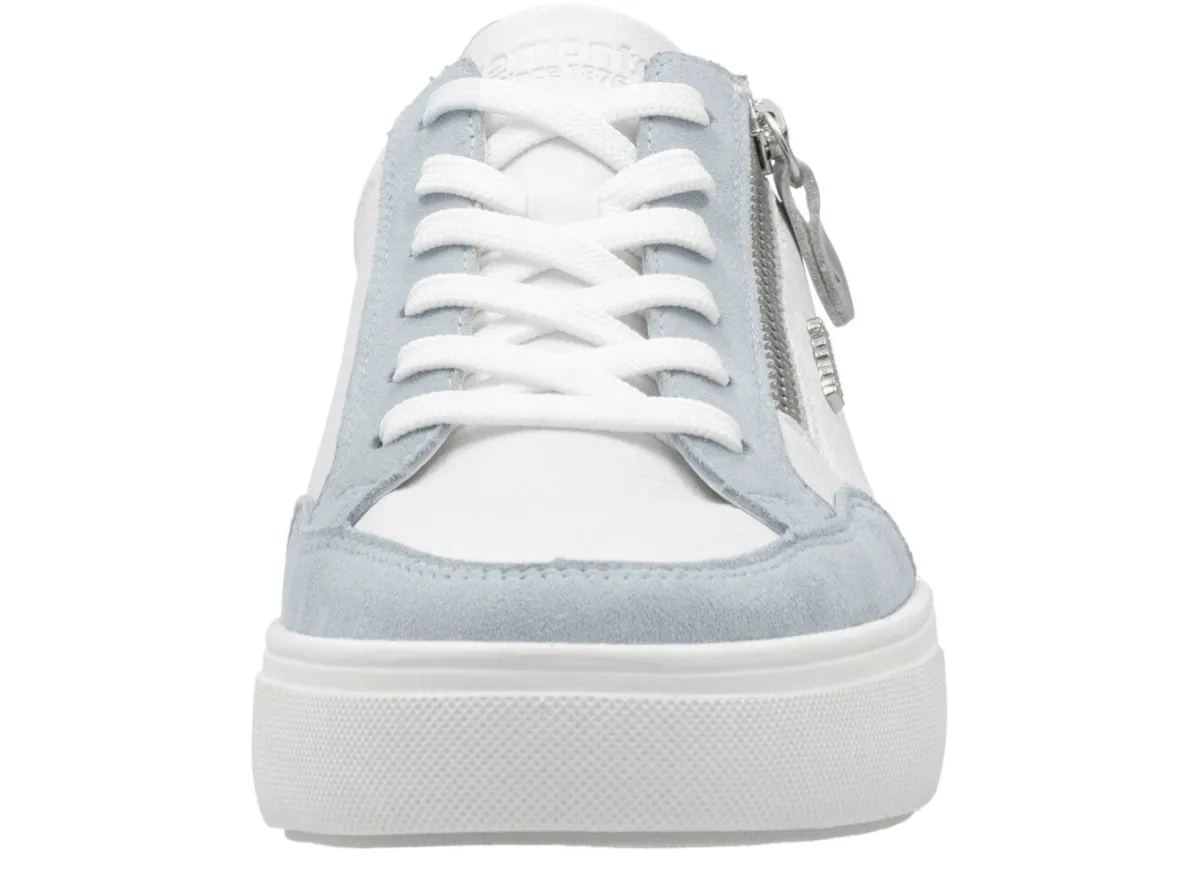 Discount Remonte Sneaker aus Nappa- und Veloursleder mit Metallic-Besatz BLAU-WEISS-SILBER