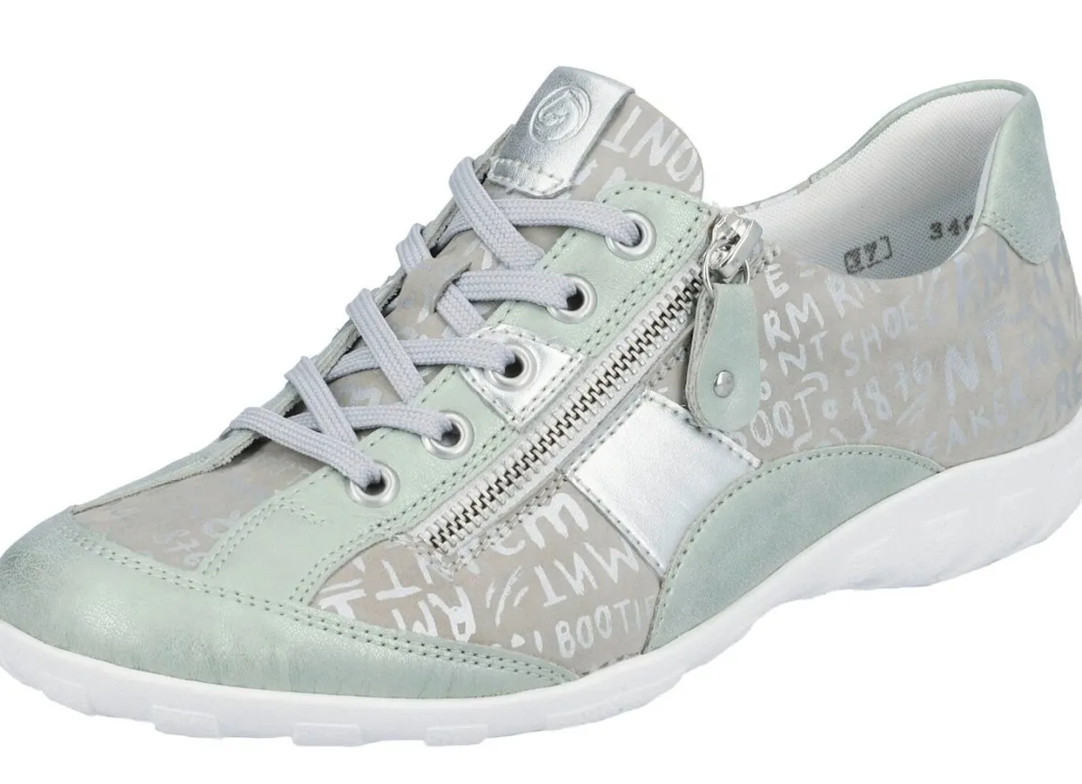 BADER Remonte Sneaker mit bedruckten Besätzen MINT-SILBERGRAU