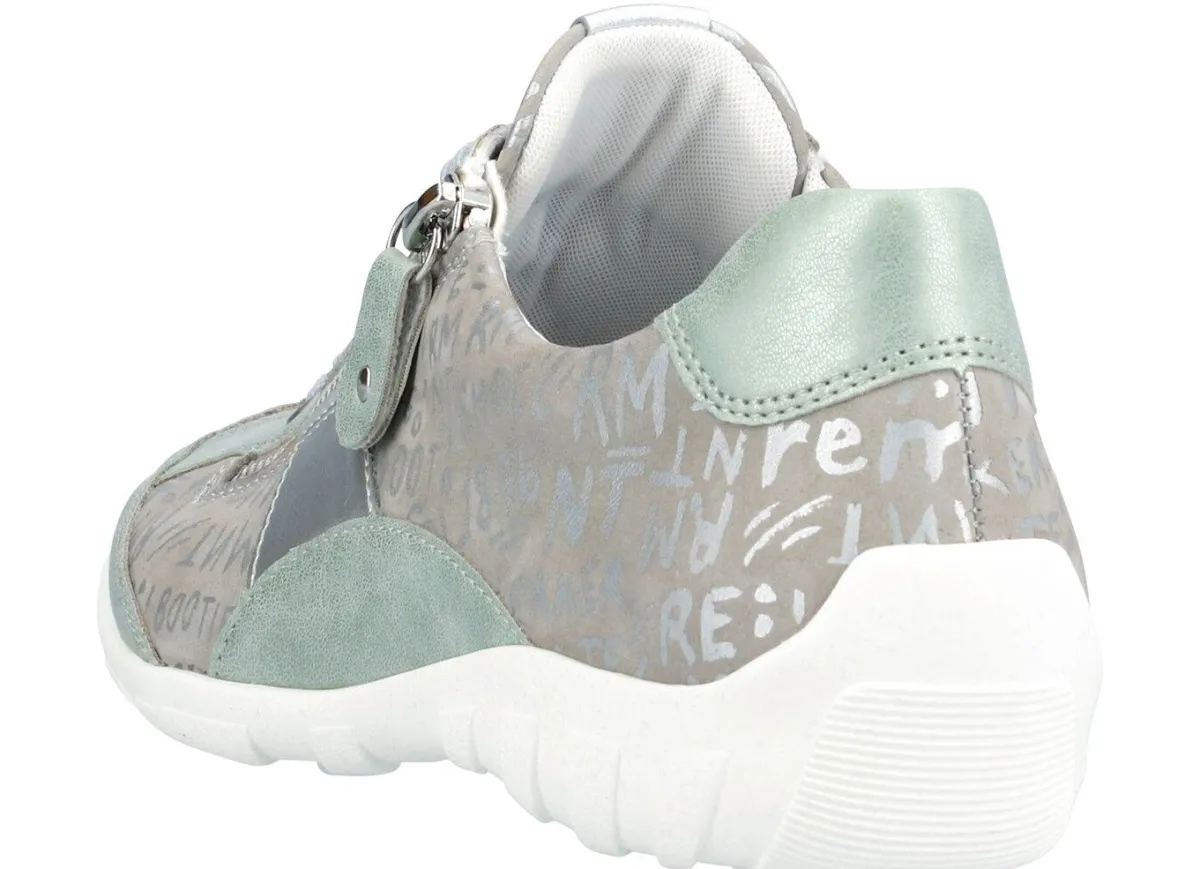 BADER Remonte Sneaker mit bedruckten Besätzen MINT-SILBERGRAU