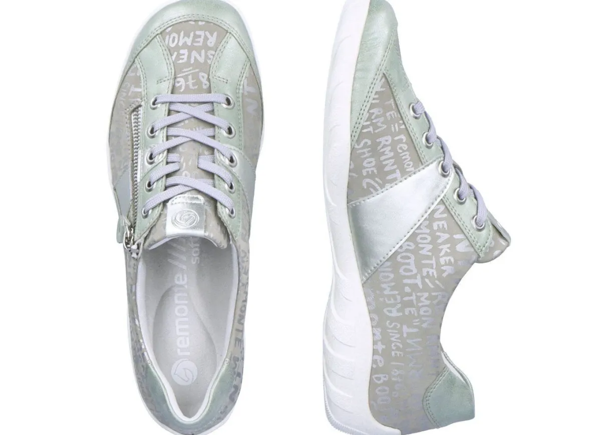 BADER Remonte Sneaker mit bedruckten Besätzen MINT-SILBERGRAU