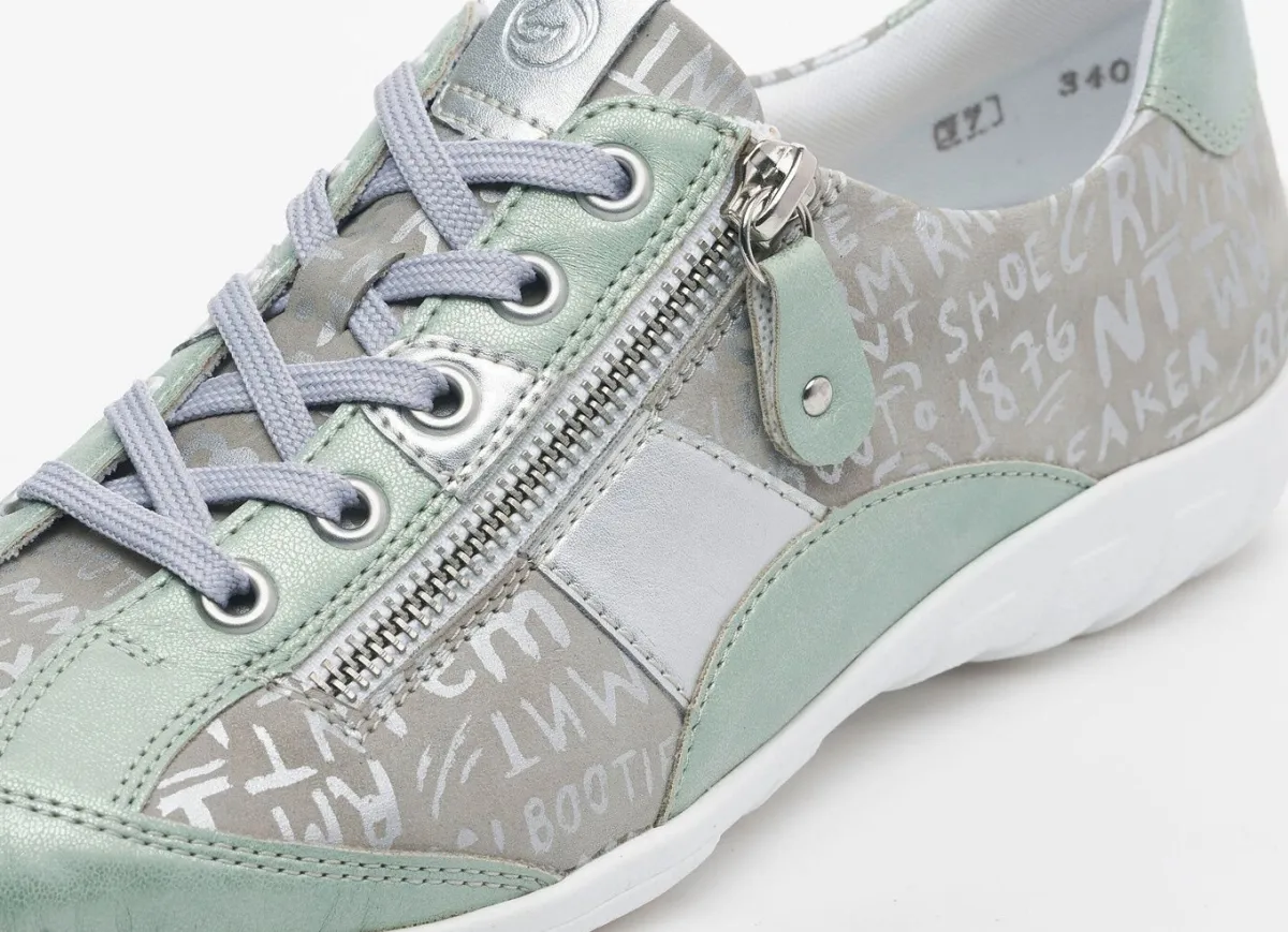 BADER Remonte Sneaker mit bedruckten Besätzen MINT-SILBERGRAU