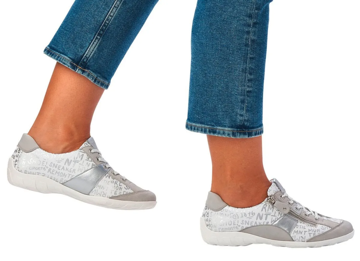 Discount BADER Remonte Sneaker mit bedruckten Besätzen HELLGRAU-WEISS
