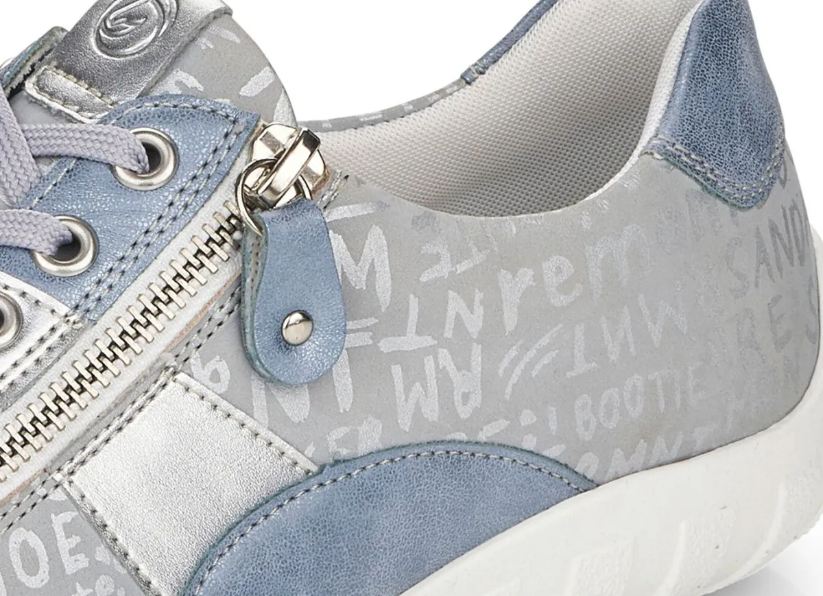 New BADER Remonte Sneaker mit bedruckten Besätzen HELLBLAU-SILBER