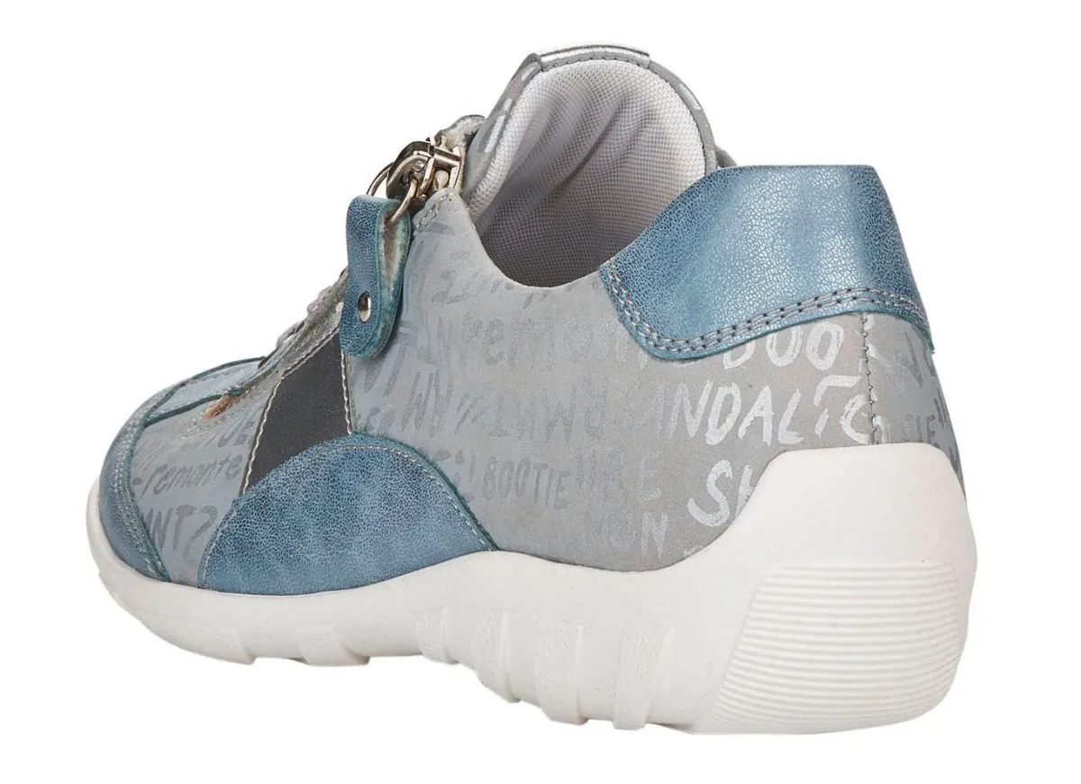 New BADER Remonte Sneaker mit bedruckten Besätzen HELLBLAU-SILBER