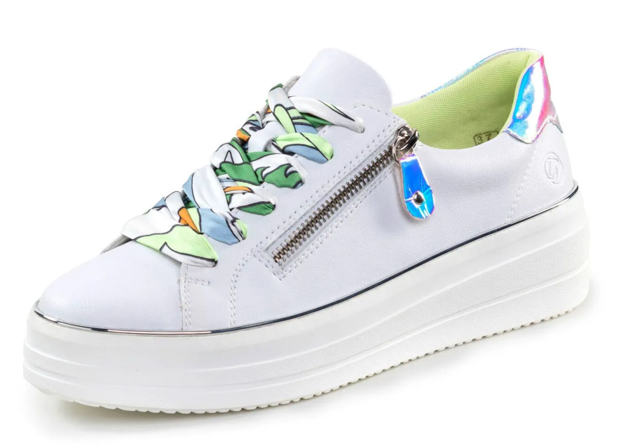 Outlet Remonte Sneaker mit bunter Schnürung WEISS-SILBER