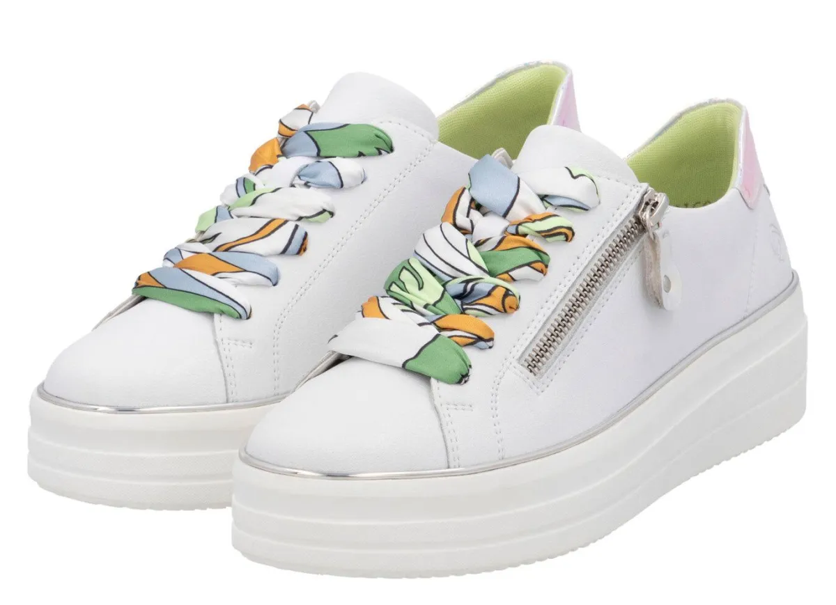 Outlet Remonte Sneaker mit bunter Schnürung WEISS-SILBER
