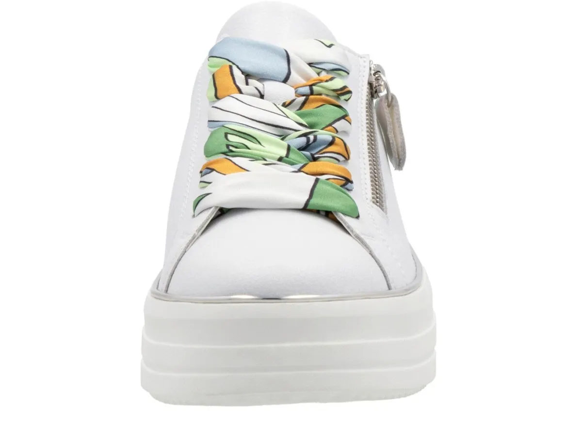Outlet Remonte Sneaker mit bunter Schnürung WEISS-SILBER