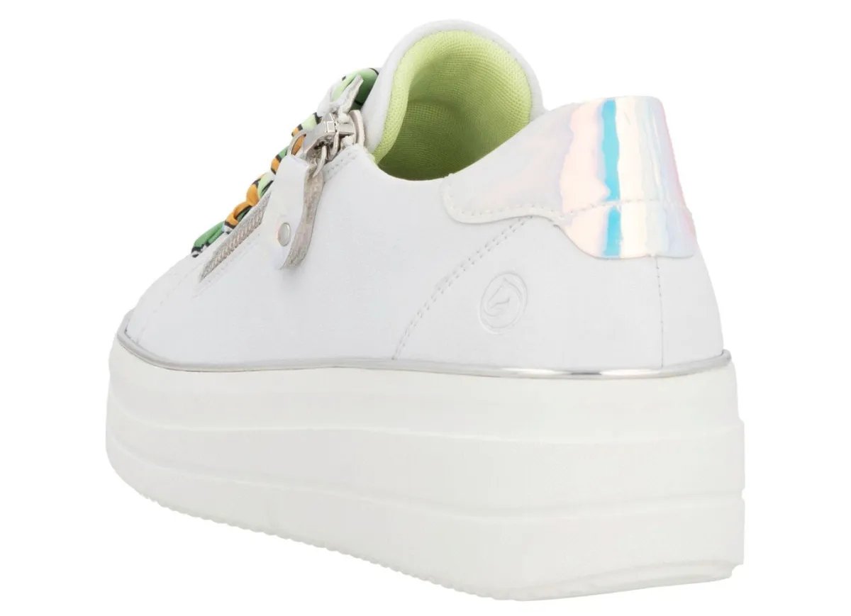 Outlet Remonte Sneaker mit bunter Schnürung WEISS-SILBER