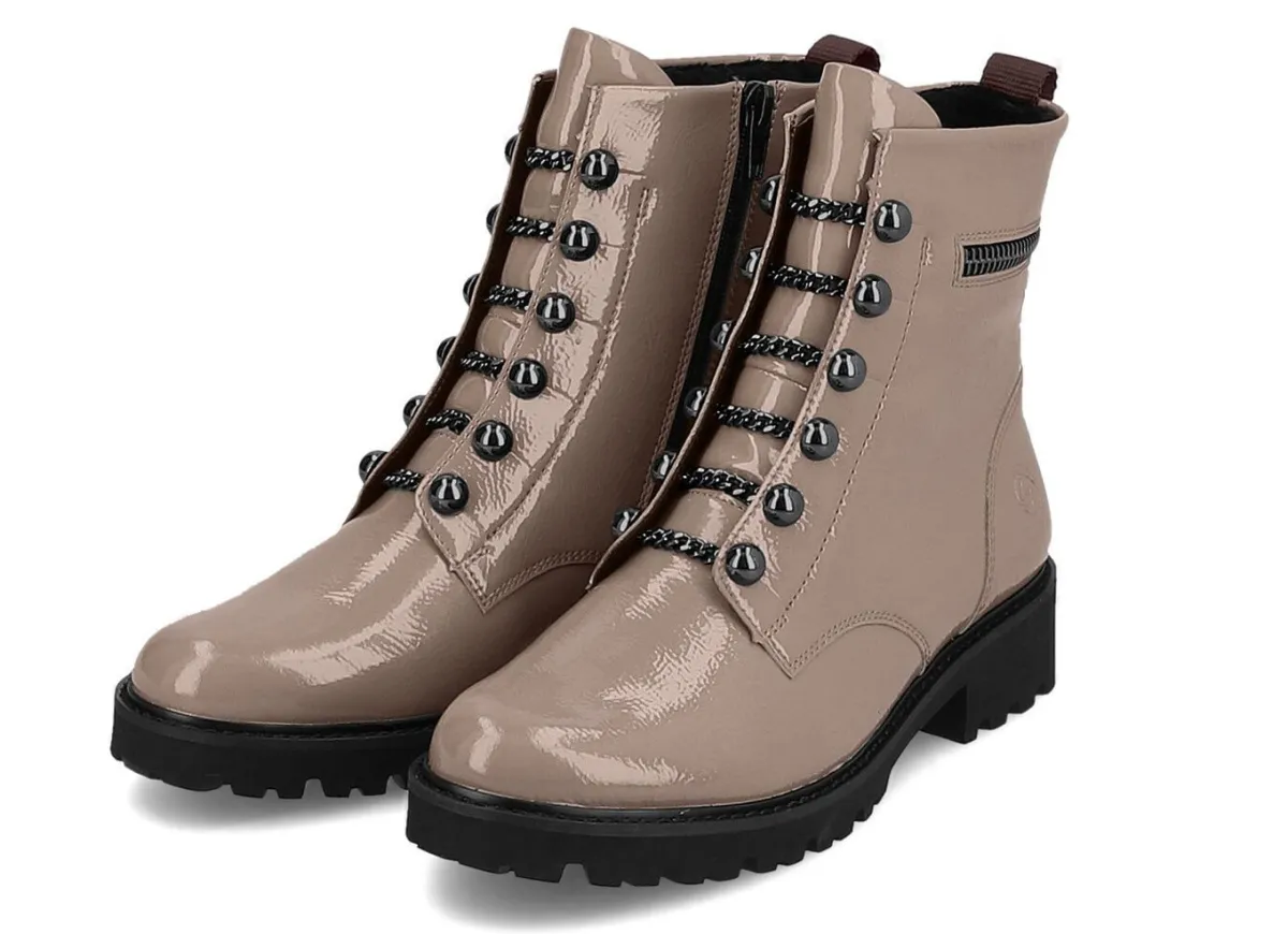 Best Remonte Stiefelette mit trendigen Zierketten in Schnür-Optik TAUPE