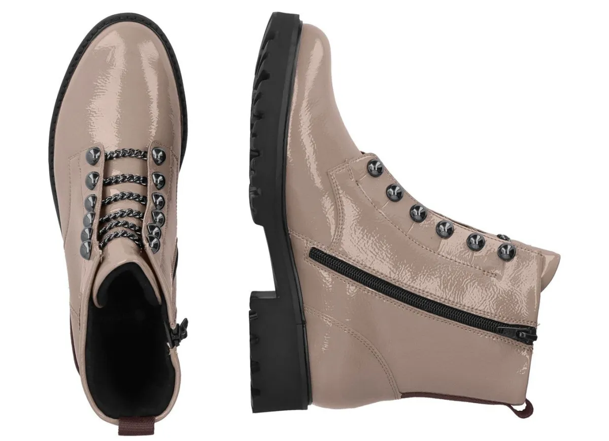 Best Remonte Stiefelette mit trendigen Zierketten in Schnür-Optik TAUPE