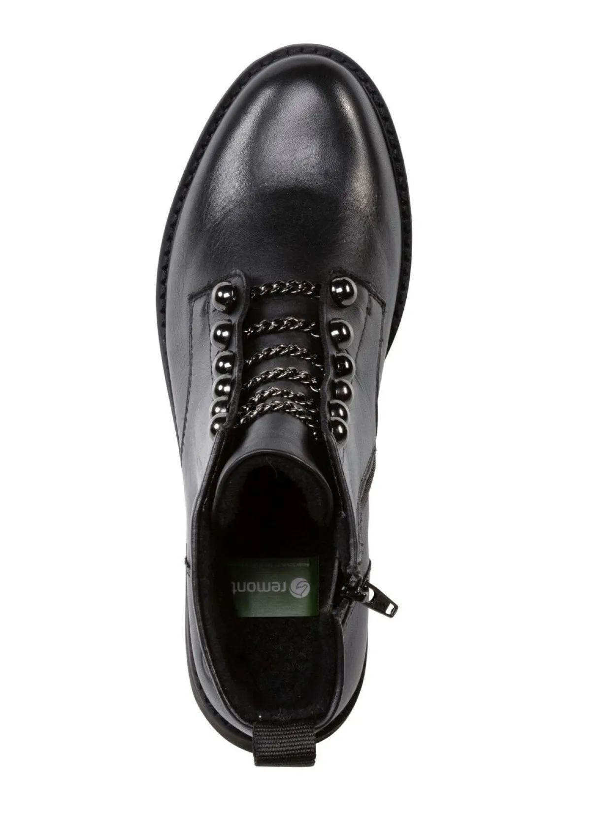 Hot Remonte Stiefelette mit trendigen Zierketten in Schnür-Optik SCHWARZ