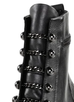 Hot Remonte Stiefelette mit trendigen Zierketten in Schnür-Optik SCHWARZ