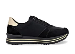 Clearance Remonte , trendige Damen-Sneaker, Weite G, mit herausnehmbarem Fußbett SCHWARZ-GOLD