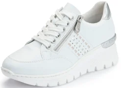 Outlet Rieker , bequeme Damen-Sneaker, Weite G, mit Reißverschluss WEISS