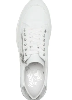 Outlet Rieker , bequeme Damen-Sneaker, Weite G, mit Reißverschluss WEISS