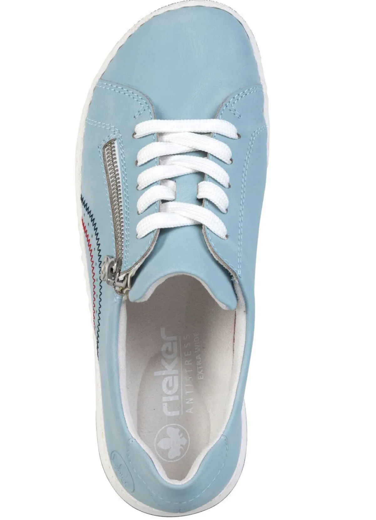 Sale Rieker , bequeme Damen-Sneaker, Weite H, mit herausnehmbarem Fußbett HIMMELBLAU