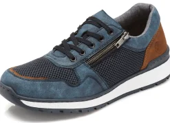 Sale Rieker , bequeme Herren-Sneaker, Weite H, mit herausnehmbarem Fußbett BLAU-BRAUN