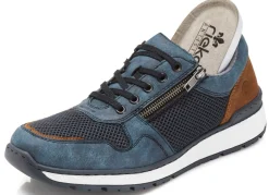 Sale Rieker , bequeme Herren-Sneaker, Weite H, mit herausnehmbarem Fußbett BLAU-BRAUN