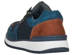 Sale Rieker , bequeme Herren-Sneaker, Weite H, mit herausnehmbarem Fußbett BLAU-BRAUN