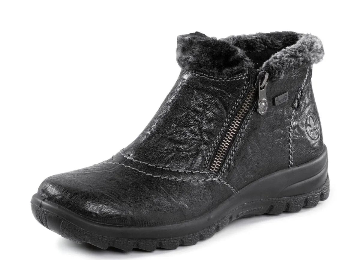 New Rieker , gefütterte Damen-Boots, Winterschuhe, mit Reißverschluss SCHWARZ
