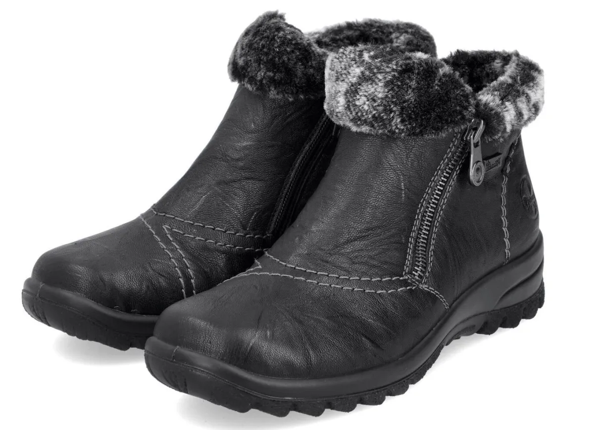 New Rieker , gefütterte Damen-Boots, Winterschuhe, mit Reißverschluss SCHWARZ