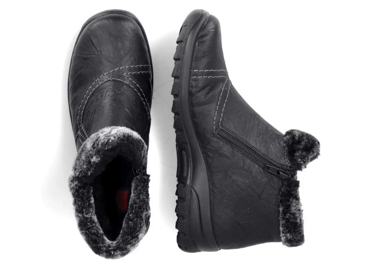 New Rieker , gefütterte Damen-Boots, Winterschuhe, mit Reißverschluss SCHWARZ