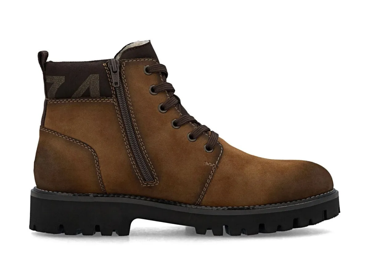 Rieker , gefütterte Herren-Boots, Winterschuhe, Weite H, mit Reißverschluss COGNAC