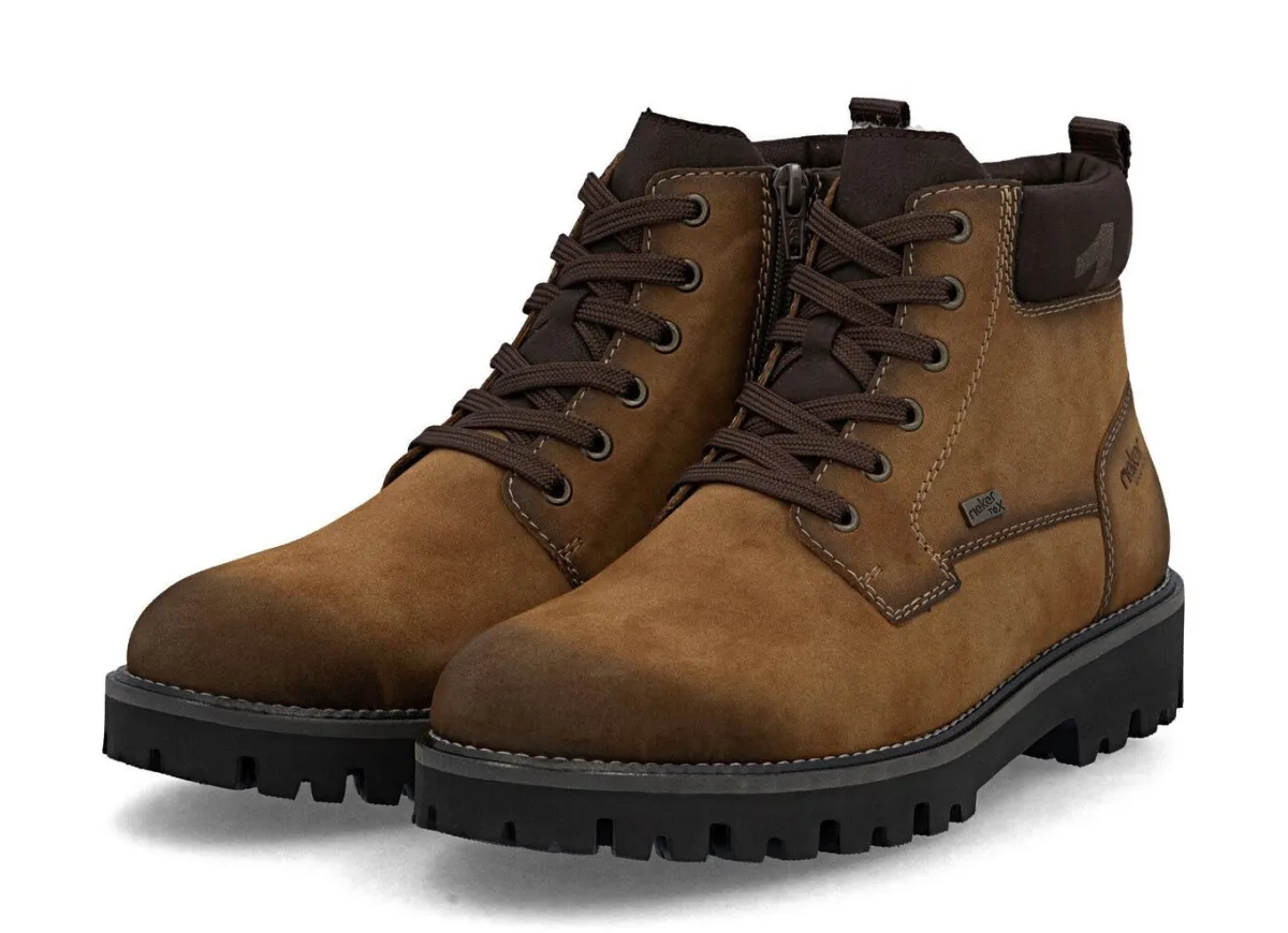 Rieker , gefütterte Herren-Boots, Winterschuhe, Weite H, mit Reißverschluss COGNAC